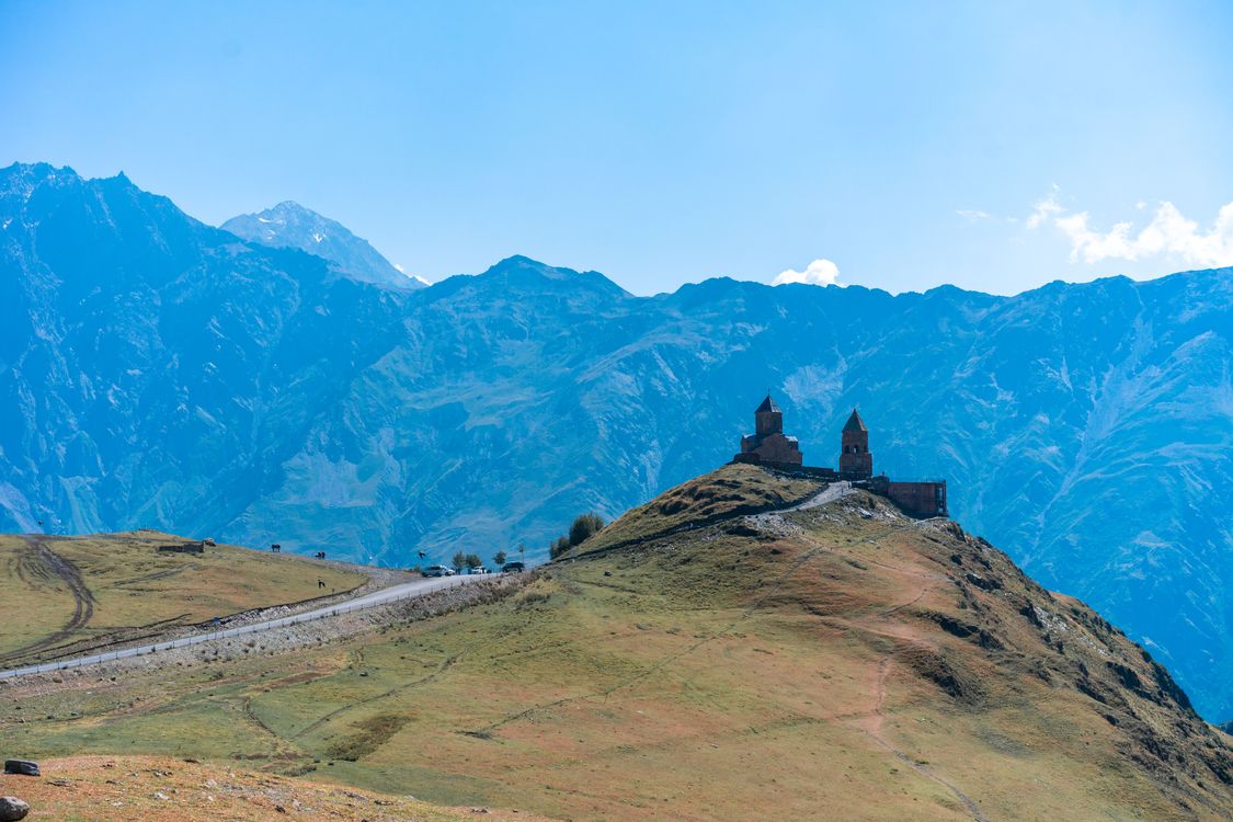 Gergeti Trinity Church below Mount Kazbek, Georgia